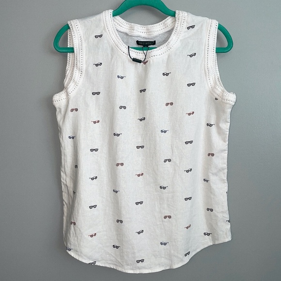 NWT For Cynthia Sunglass Pattern Linen Blend Tank Size Small - Picture 1 of 5